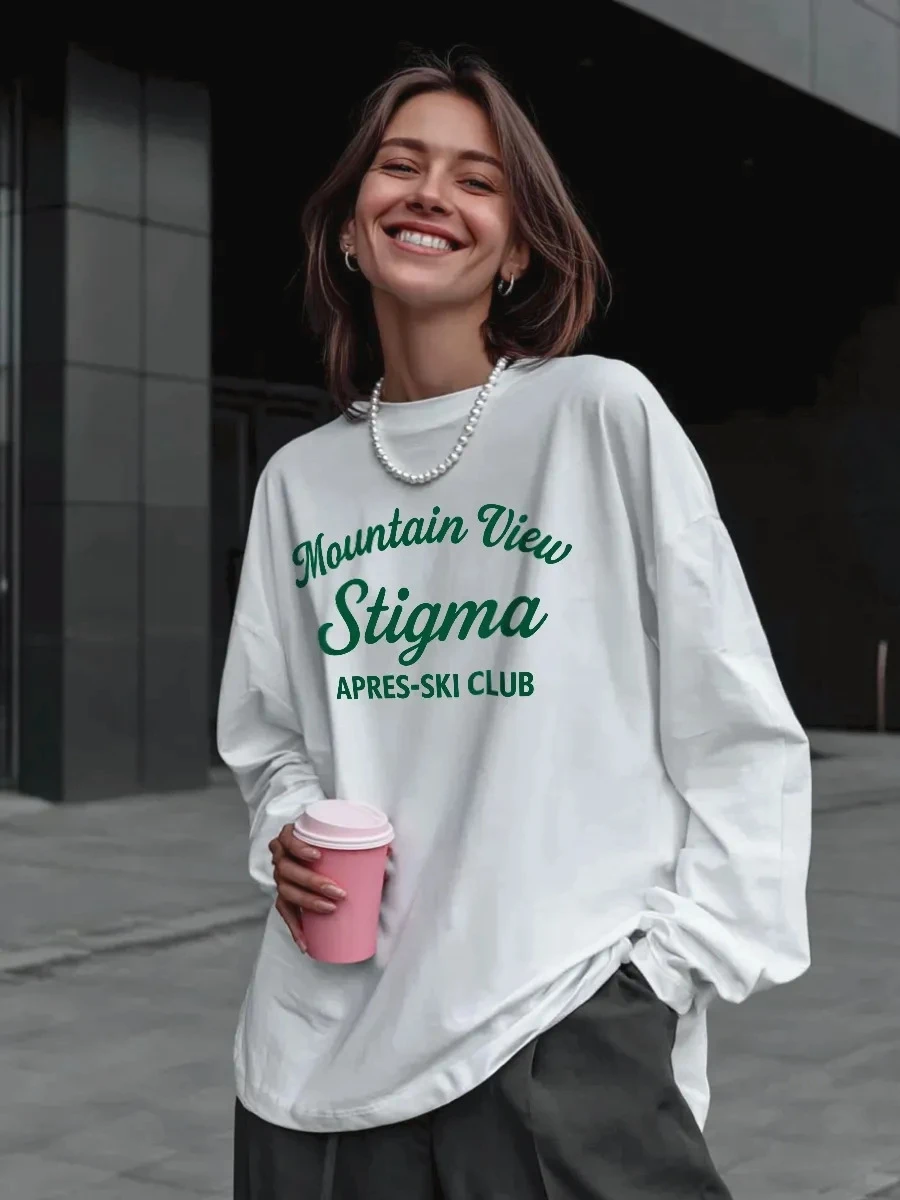 

Модная повседневная свободная длинная футболка с принтом Све, женская хлопковая круглая толстовка Ne, дышащий впитывающий летний топ