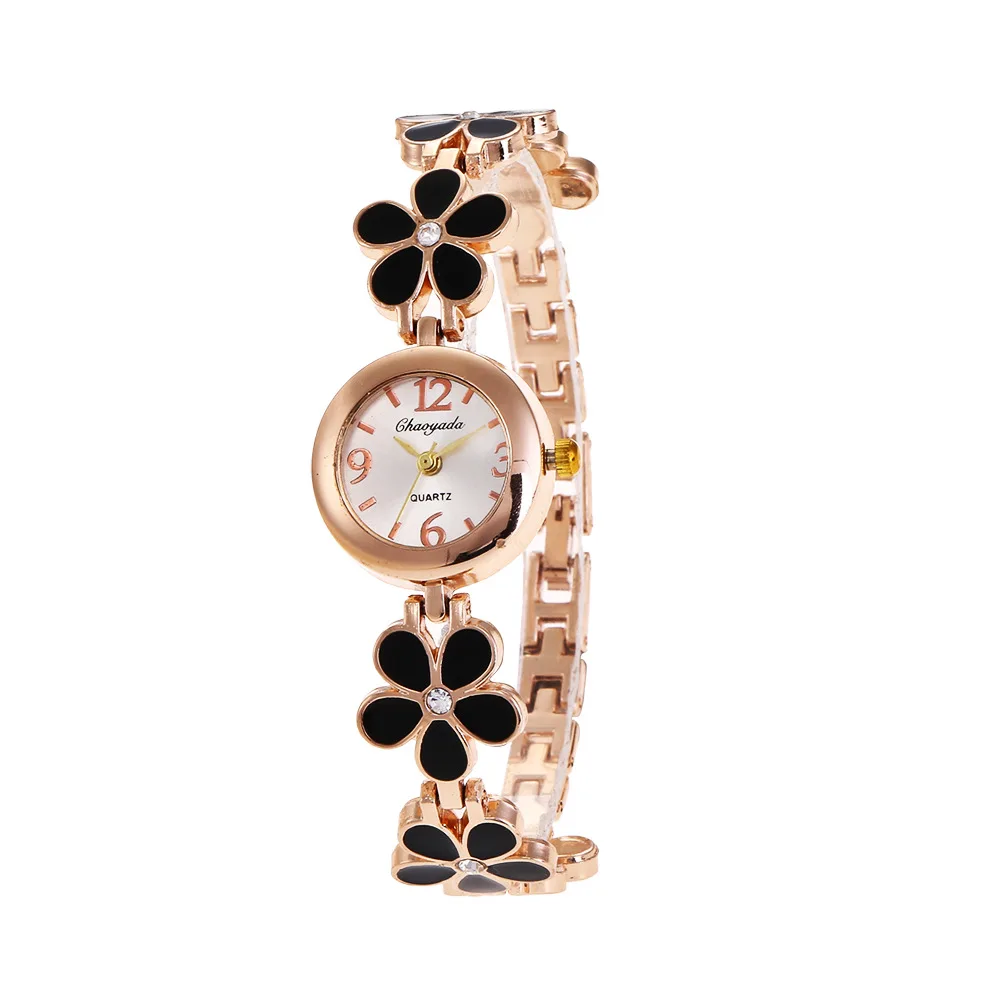 Hot Popular Fashion Luxury Women Brand Quartz Wristwatches Ladies Casual Rose Gold Silver flowers Women Quartz Watches O31