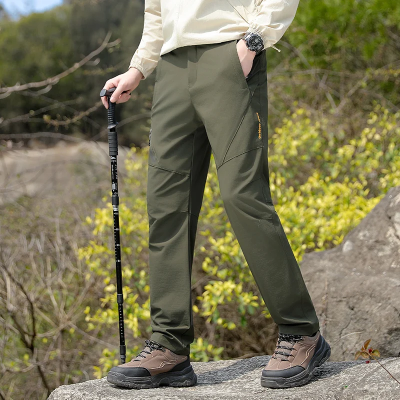 Men's Outdoor Elastic Quick-Dry Hiking Pants, Water-Resistant, Durable, Comfortable, Versatile, Suitable for Daily Work, Mountaineering, Camping, and Fishing Activities