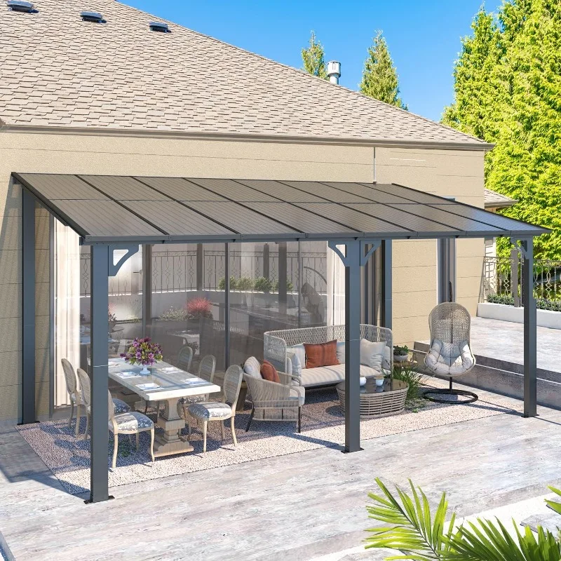 AECOJOY 16' x 8' Gazebo Outdoor Pergola for Patio, Hard Top Lean to 8x16 Gazebo Shelter Pergolas and Gazebos Clearance