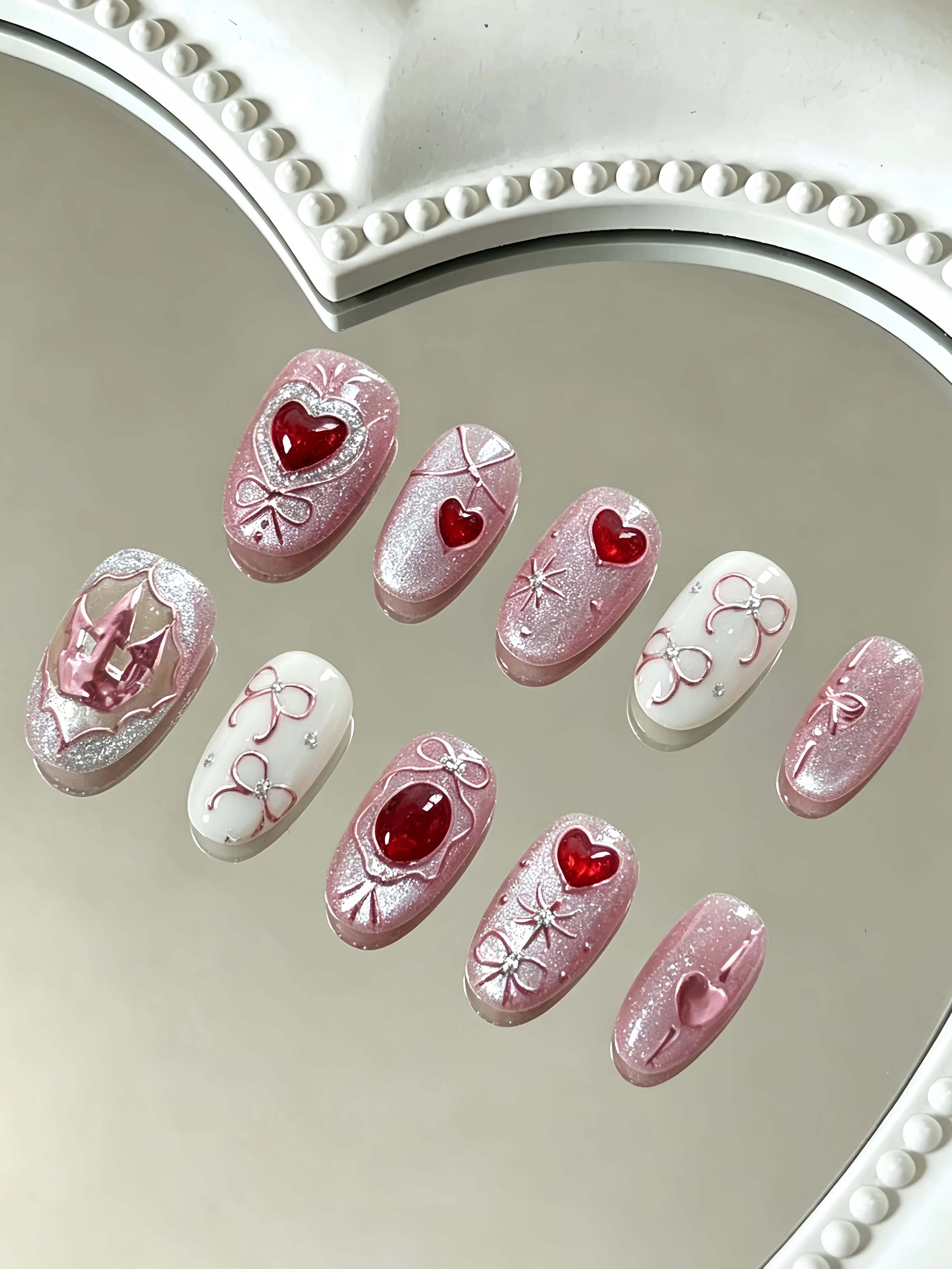 Nail Art Burgundy - 10 piezas de uñas postizas cortas