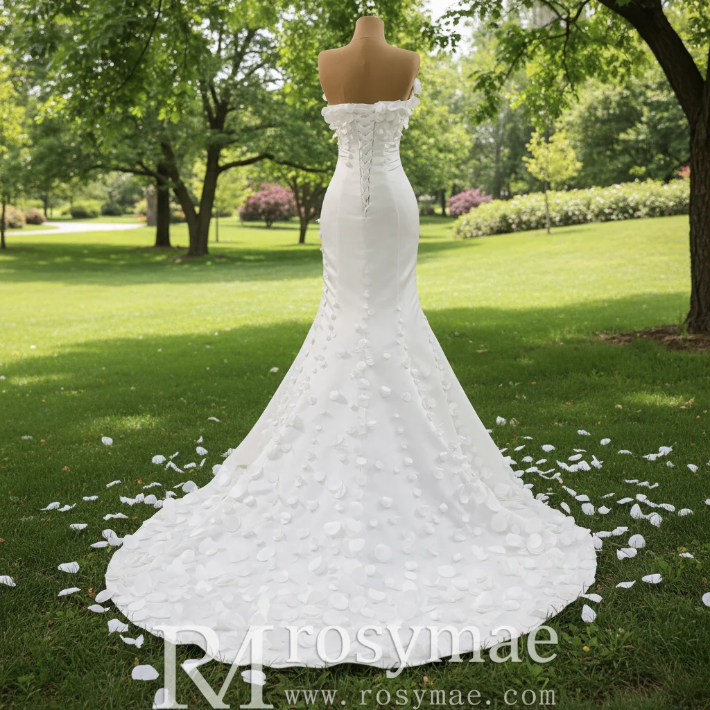 Rosymae Luxury Satin Mermaid Wedding Dress with Detachable Sleeves Elegant Long Gown for Brides amanda.novias