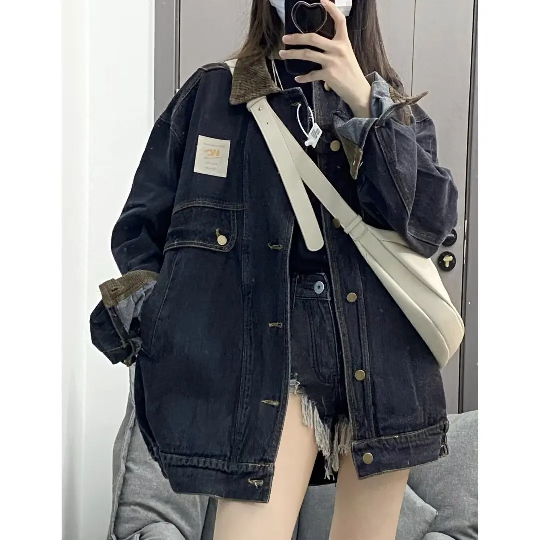 

Мужская джинсовая куртка свободного кроя, винтажная бейсбольная одежда, осень-зима, большие размеры 250, Pou Bla, молодежная модная верхняя одежда