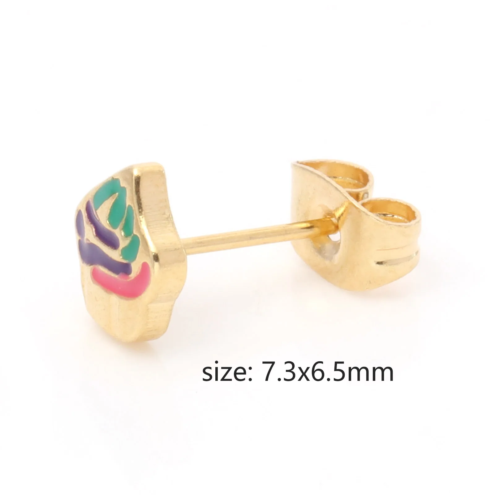 Anting-anting kancing Enamel bentuk es krim lucu untuk wanita anting-anting kancing Post telinga bergaya baja tahan karat perhiasan musim panas anak perempuan Jewelry