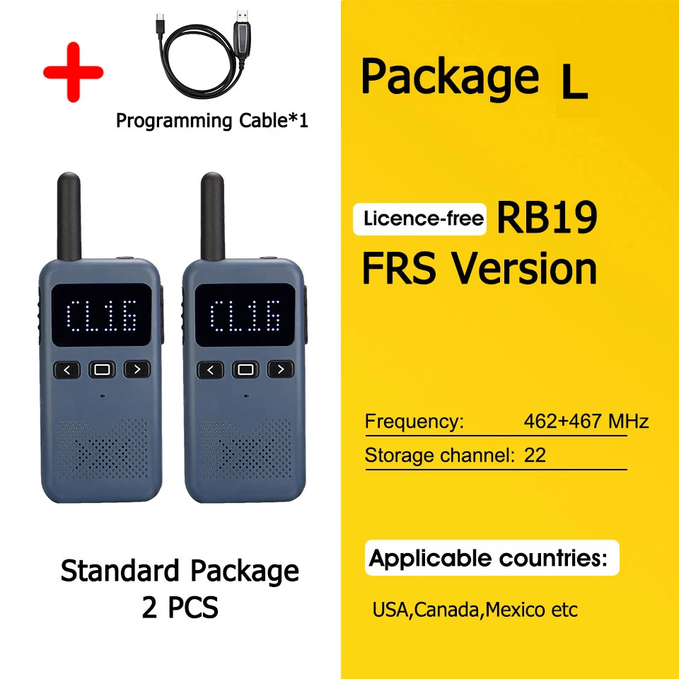 Retevis RB619 Mini walkie-talkie PMR446/FRS, 1650 mAh, draagbaar, met groot bereik, tweewegradio met Type-C-aansluiting, programmeerbaar voor restaurants en hotels