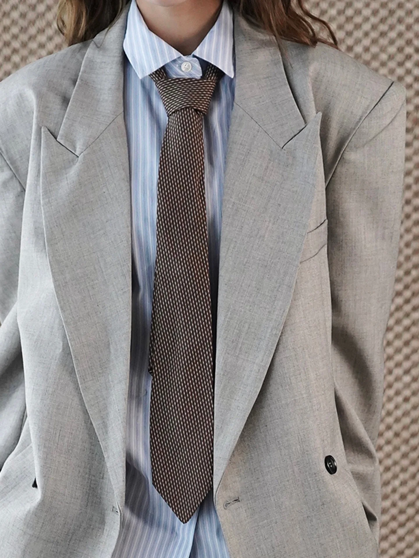 trendy-retro-diagonal-id-pattern-women's-tie-commuter-faionable-old-money-sle-decorative-tie-korean-version-narrow-pe