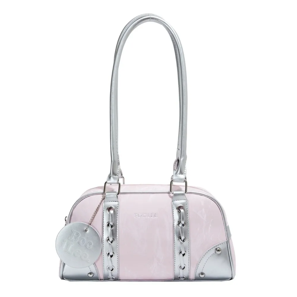 

Casual Underarm Bowling Bag Large Capacity PU Leather Boston Pillow Bag Korean Style College Style Woman Shoulder Bag Daily