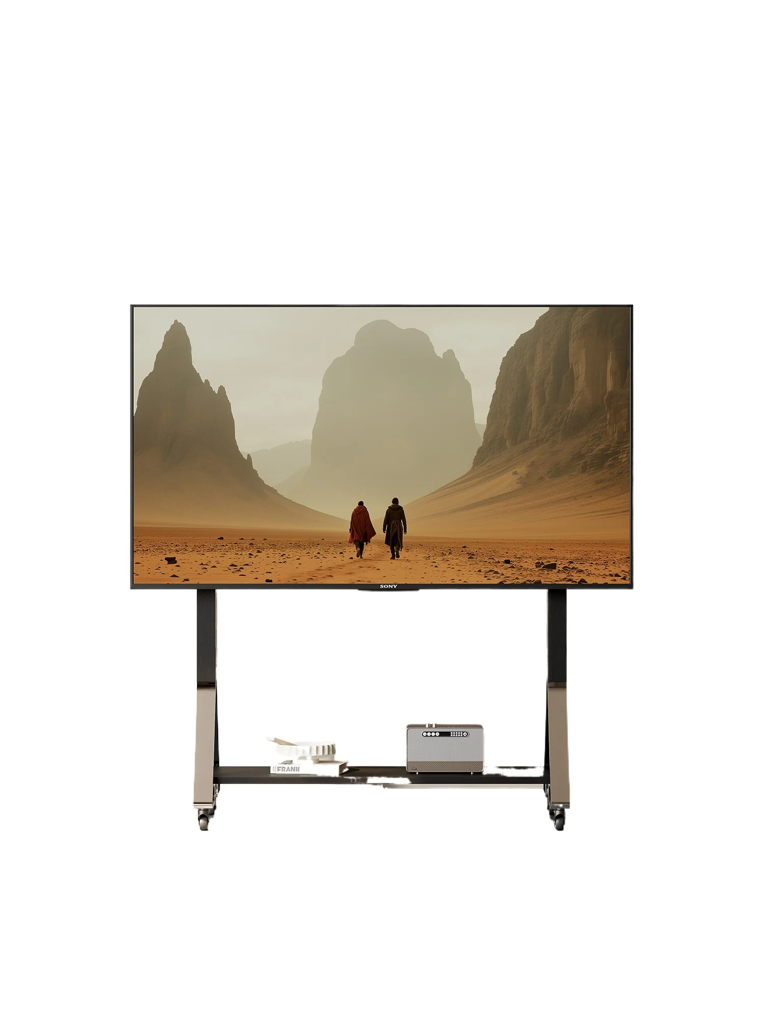 Medieval style vertical TV rack with wheels floor-to-ceiling universal living room TV mobile bracket