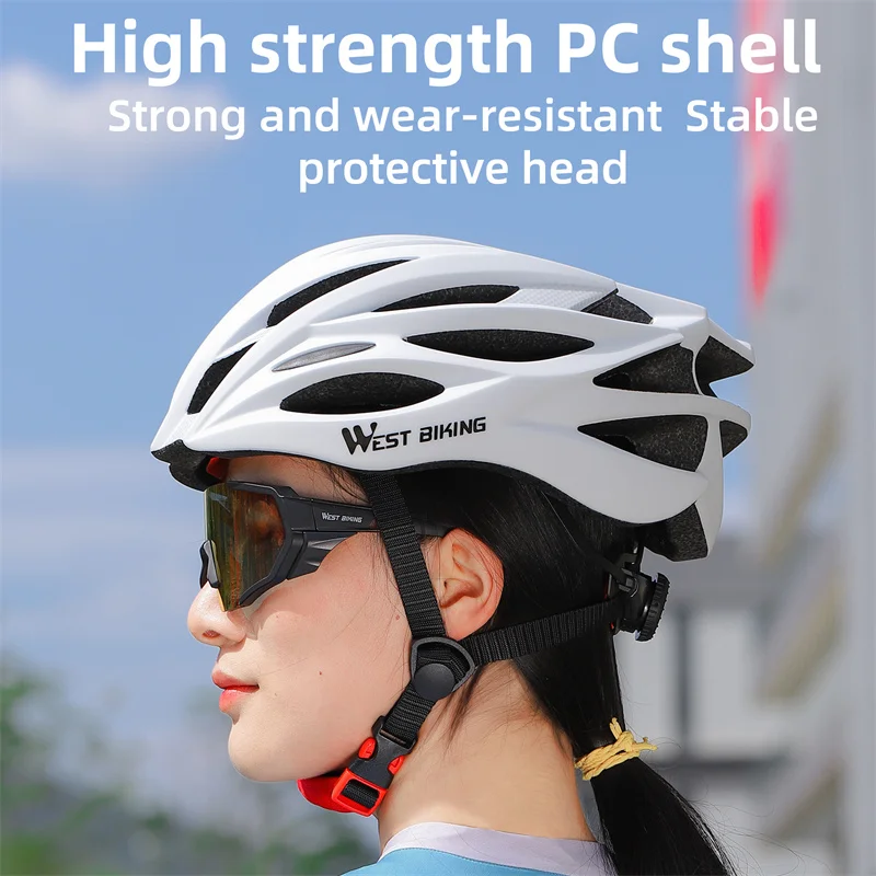 WEST BIKIN Bike Helmet Glasses Set Ultralight Integrally-molded Helmet With Photochromic Cycling Glasses Set Cycling Equipment