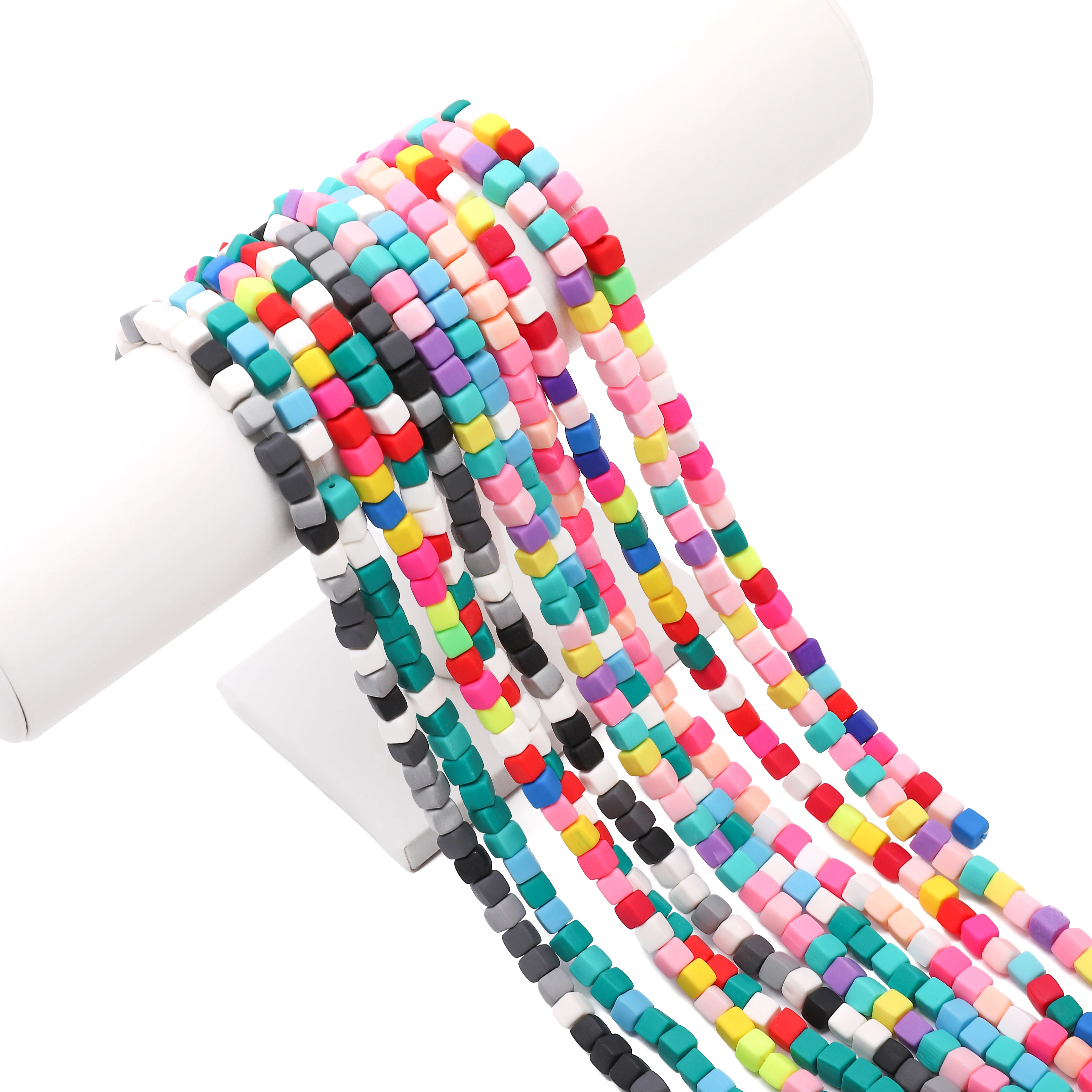 

6mm 1str/bag Colorful Polymer Clay Beads Square Cube Loose Spacer Beads Jewelry Making Accessories for DIY Bracelets Necklaces