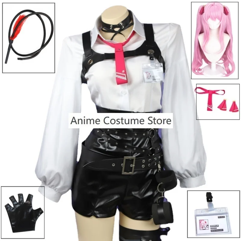 Goddess of Victory NIKKE Yuni Cosplay Costume Whip Wig Women Game Uniform Sexy PU Straitjacket Halloween Suit Anime Clothes