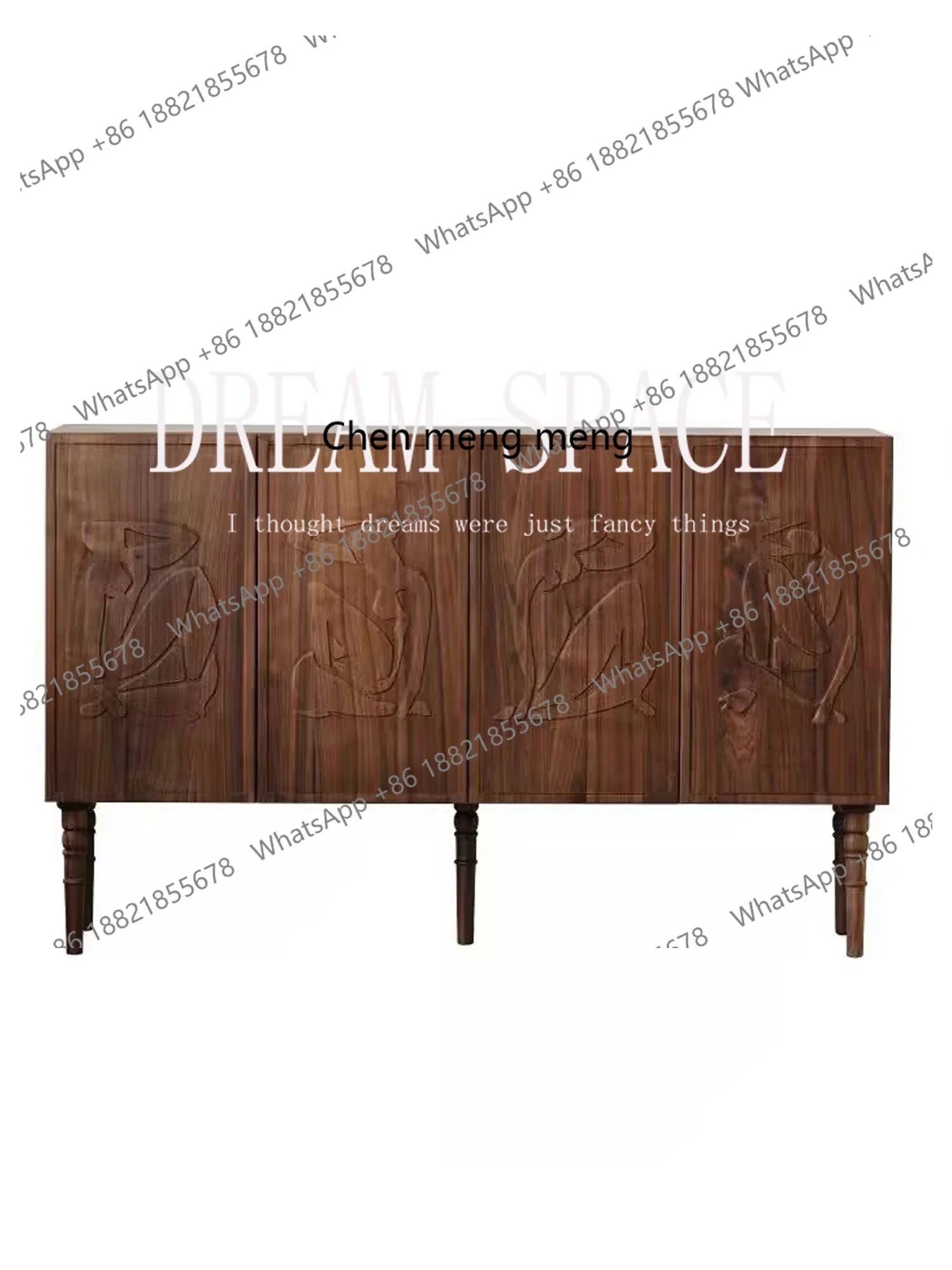 Vintage Style Solid Wood Relief 2-Door 4-Door Sideboard Cabinet Living Room Storage Cabinet Entrance Decoration Console Cabinet