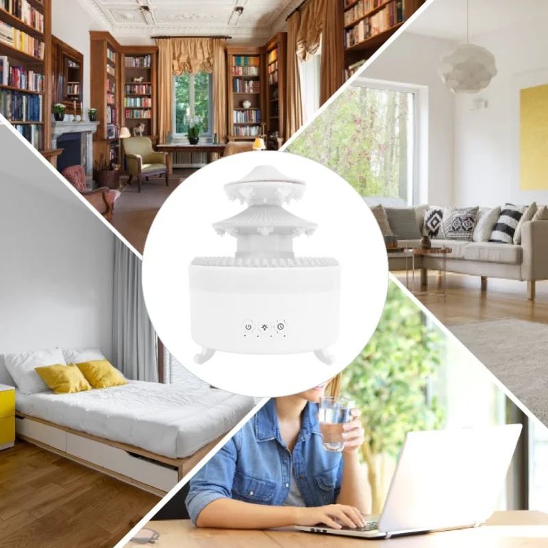 Raindrop Air Humidifier 350ml Aromatherapy Essential Oil Diffuser Colorful Ambient Light Quiet Humidifier EU Plug