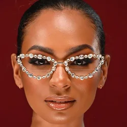 Stonefans Hollow Glasses Frames Women Luxury Designer Accessories Party No Lens Sunglasses 2024 Y2k Fashion Rhinestone Vintage