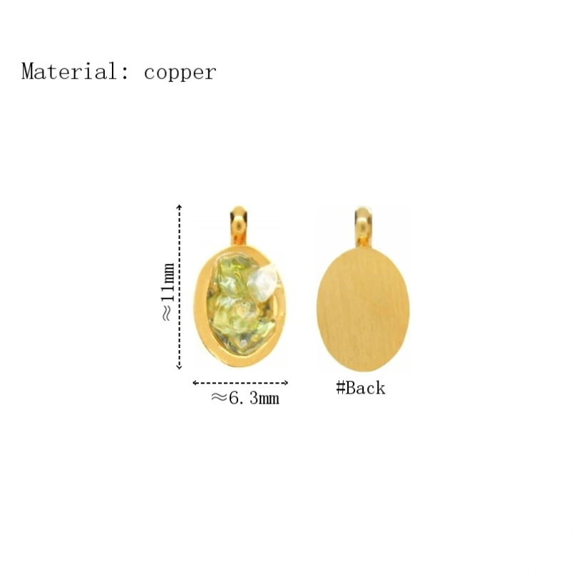 

2Pcs Oval Charms Peridot Copper Gold Color Approx 6.3x11mm Jewelry Special Gift For Women