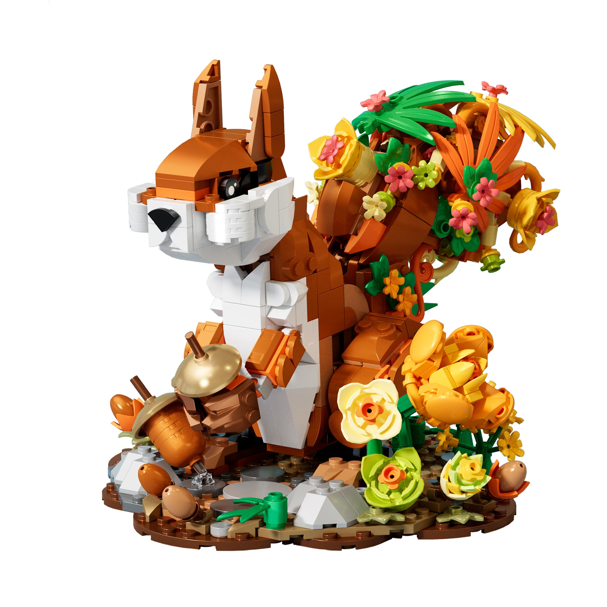 

737pcs Animal Squirrel and Rose Building Blocks Creative Squirrel Flower Bricks Desktop Ornament Idea Toys for Kids Adults Gifts