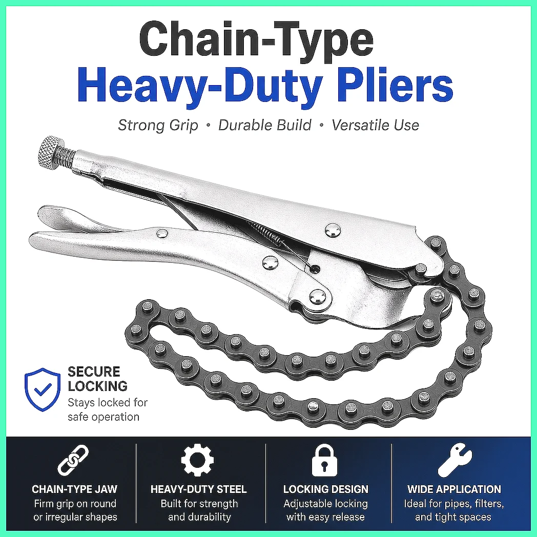 9 Inch Chain Clamp Pliers Locking Grip Wrench Pipe Wrench Compound Leverage Heavy Duty Tool