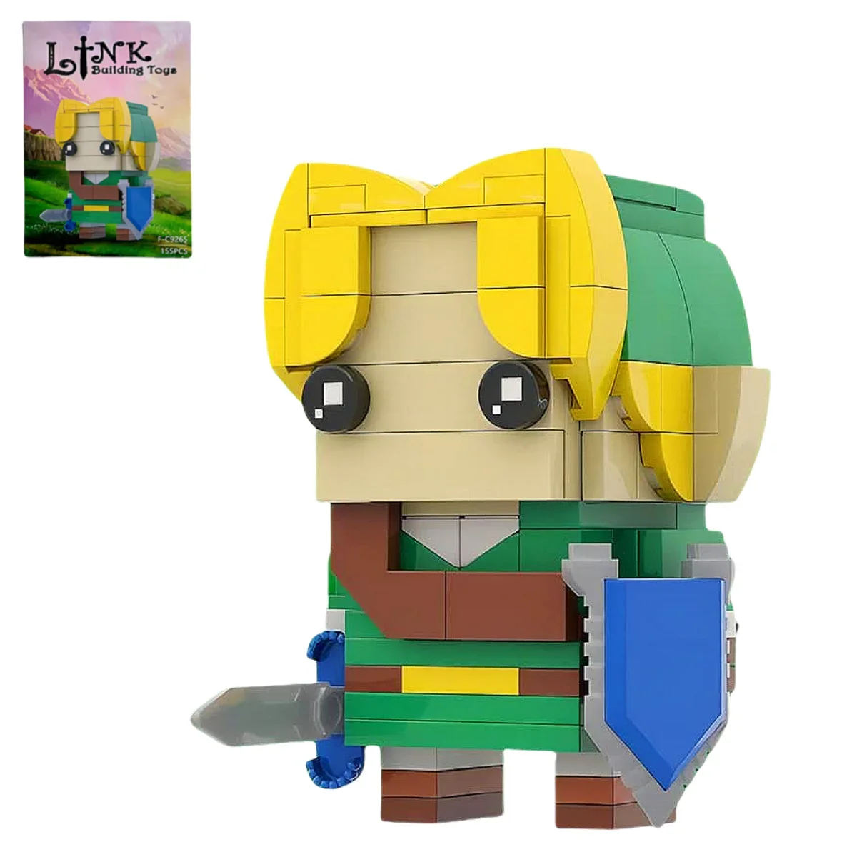 155PCS Zelda peripheral Link square head boy Q version of the lovely assembled building block toys hand figures