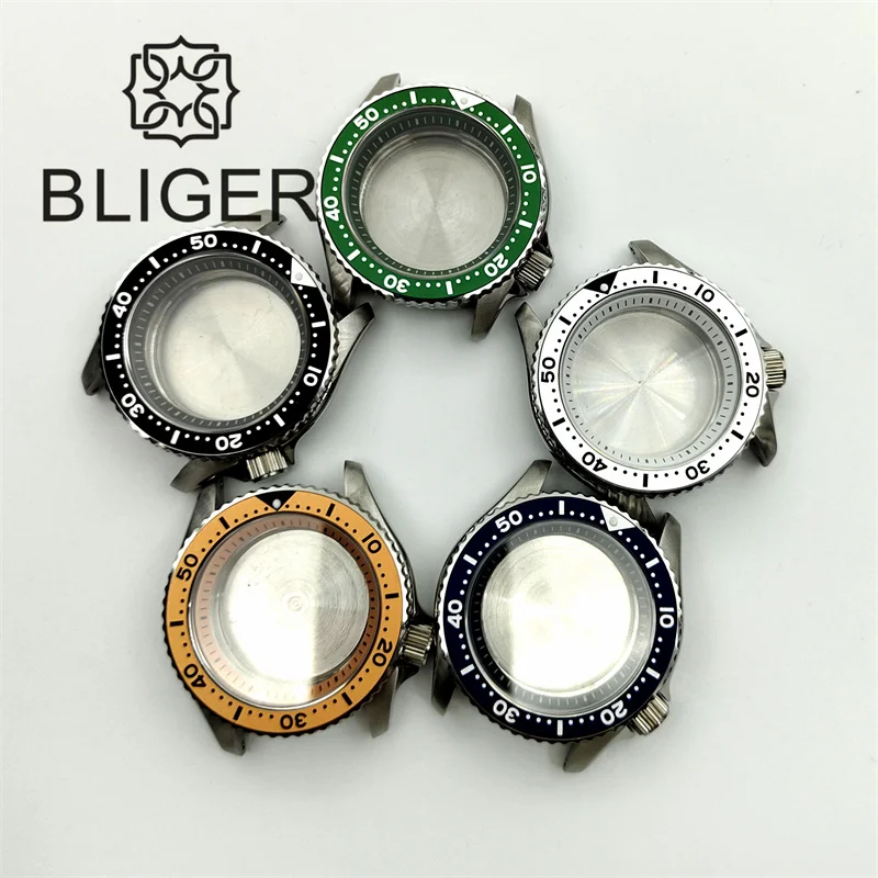 

BLIGER 41mm Watch Case 24 Hours Chapter Ring 3.8 Crown Rotated Bezel Sapphire Glass For NH34 NH35 NH36 NH38 Movement Waterproof