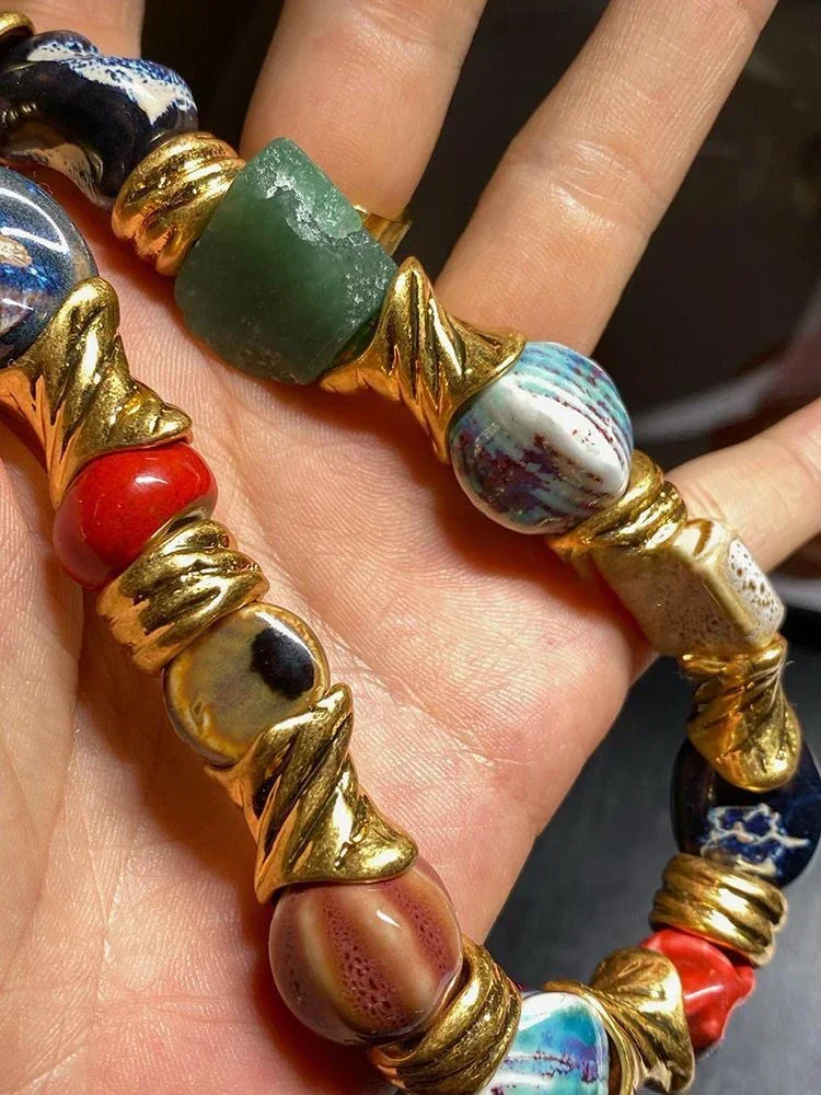 Vintage kwiatowy okrągły ceramiczny naszyjnik dla kobiet Design Sense 2024 nowość w modzie Chokers naszyjniki Party biżuteria prezent — zdjęcie 4