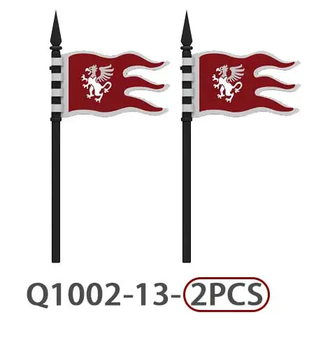 MOC Mittelalterliche Burg Ritter Flagge Bausteine Grüner Drache Soldaten Zubehör Löwe Adler Armee Bausteine Spielzeug Kinder Geschenk