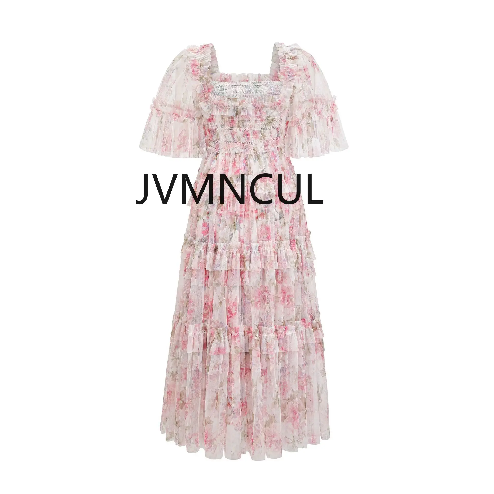 2025 nuevo vestido de hada dulce y fresco con bordado Floral transfronterizo con hombros descubiertos, falda larga acampanada de manga corta para fiestas