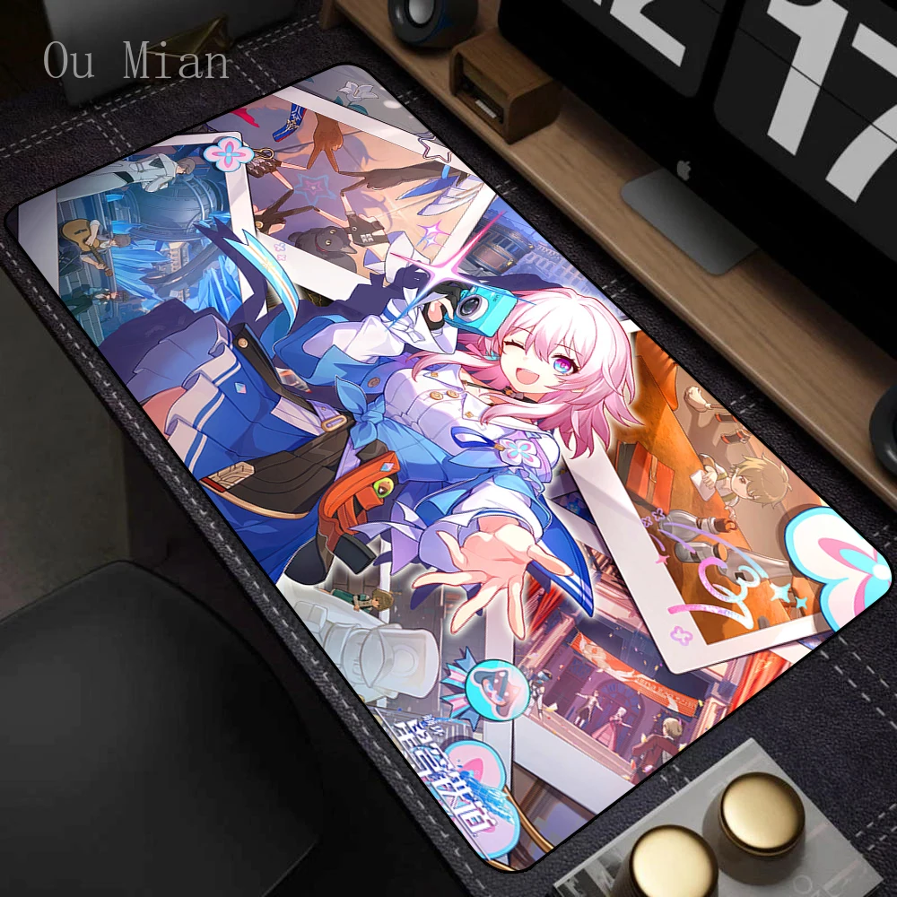 Large Game Mouse Pad Honkai Star Rail Mousepad Office PC Computer Gamer Big Keyboard Mats Anime Girl Rubber Anti-slip Mice Mat