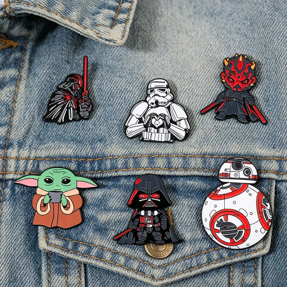 6pcs Star Wars Cartoon Brooch Set Fashion Enamel Pins Metal Badges Jewelry for Clothing Backpack Accessories Gift