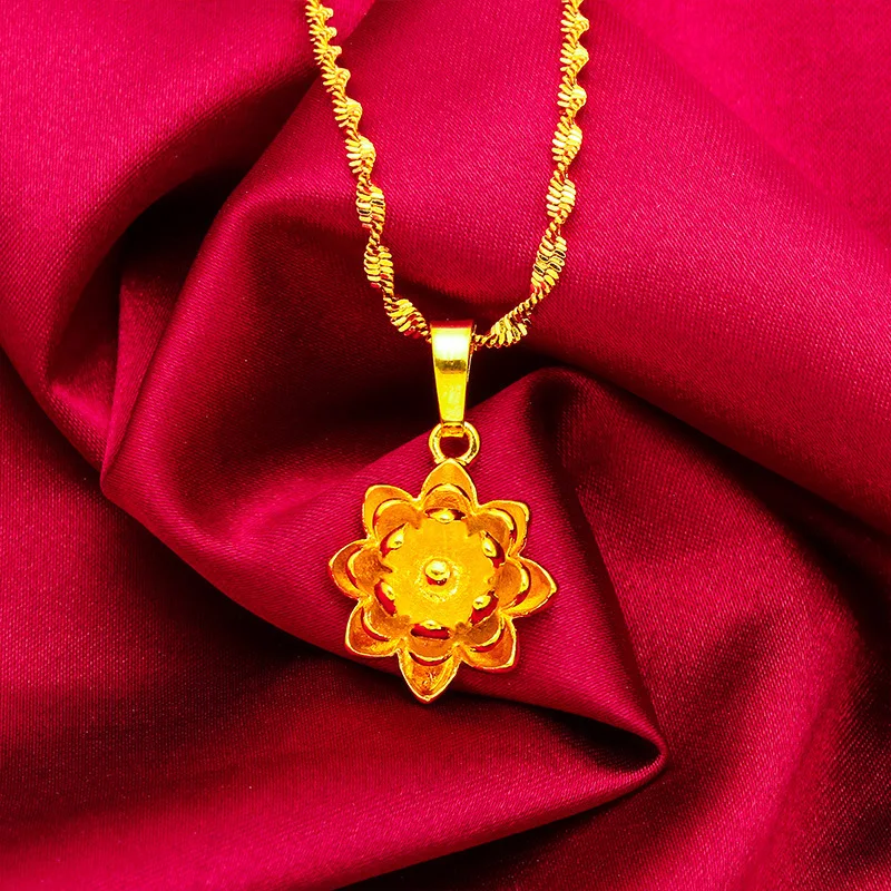 Collar de mujer con ondas de loto de oro de 24 quilates, AU999 puro - estilo de loto 3D, textura ondulada + refracción de luz, acento de lujo para el cuello