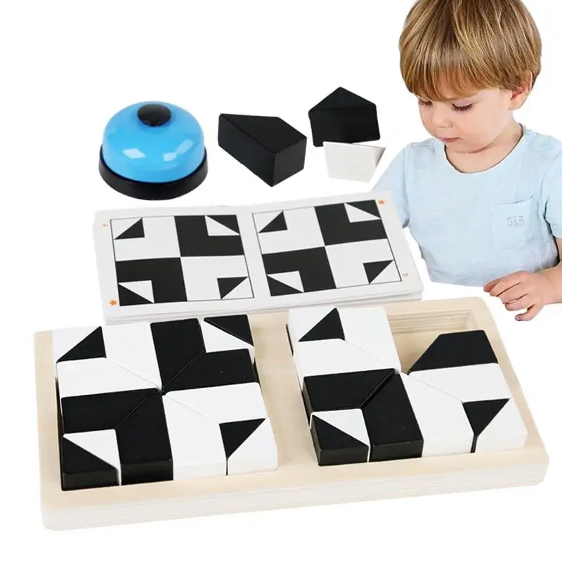 

White And Black Tangram Puzzles Wooden Brain Teaser IQ Game Educational Toys For Children Adults Toys Birthday Gifts