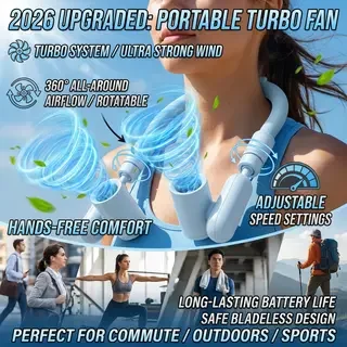 

2026 New Upgrade 27RB Lightweight Bladeless Cooling Fan Neckband Fan For Home Office And Outdoor Use