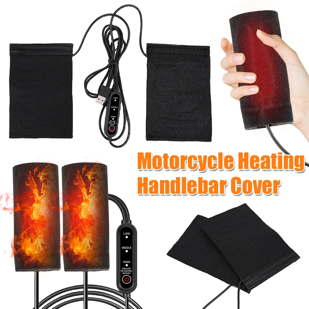 

12 В USB чехол на руль мотоцикла с подогревом, 3 передачи, электрическая ручка с подогревом, крышка ручки с электрическим подогревом для езды на открытом воздухе