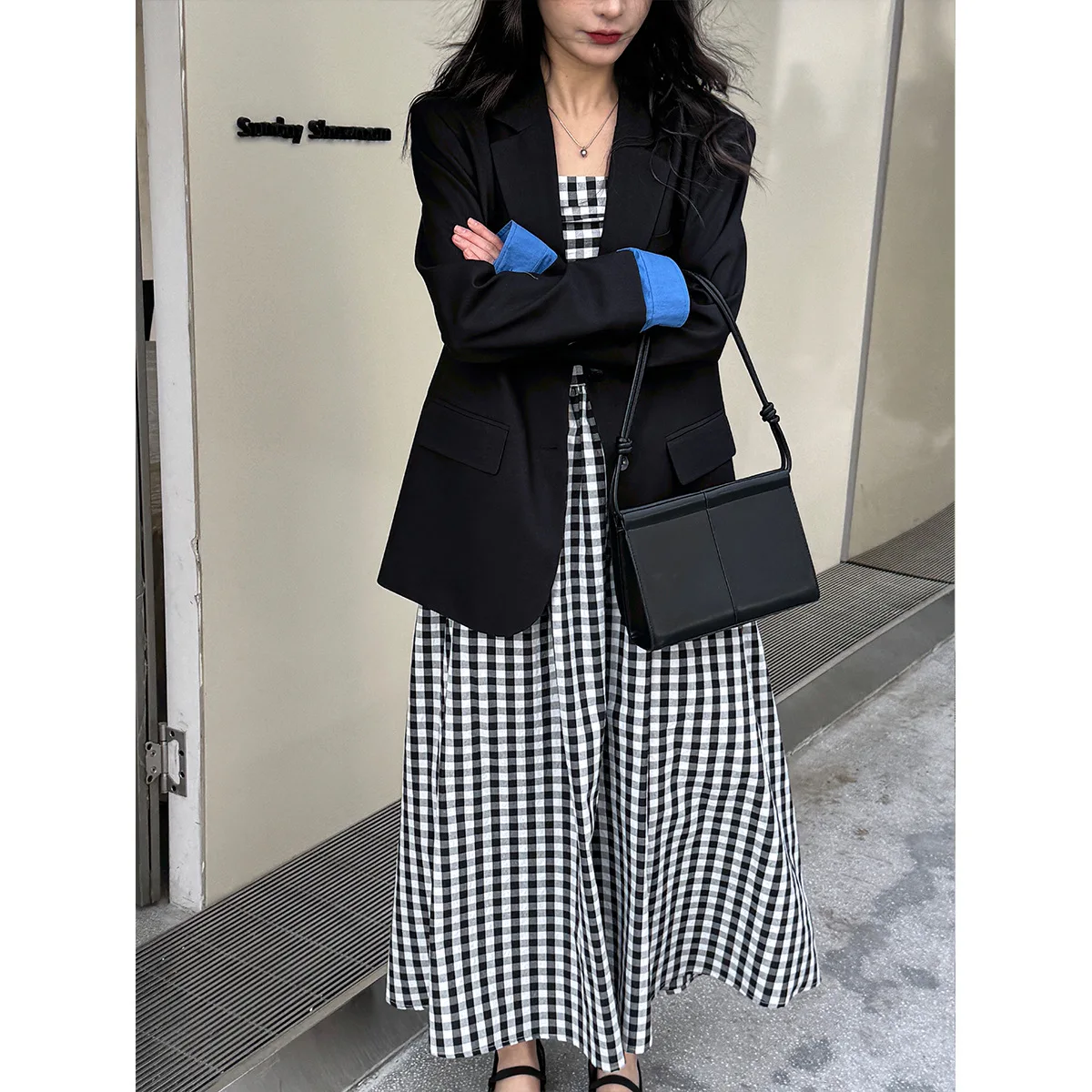 2026 Women's High-end Temperament Suit Jacket Women's Spring New Style Color Blocked Cuffs Loose Casual Suit Top Versatile