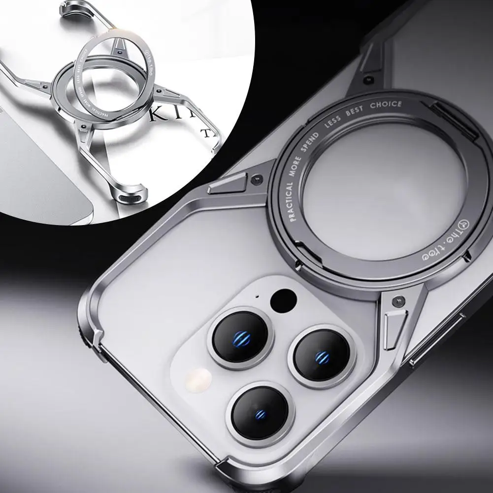 The Rotating Magnetic Bracket Is Suitable For Apple Phone Shell Cooling Hollow Aluminum Alloy Without A Frame O2I7