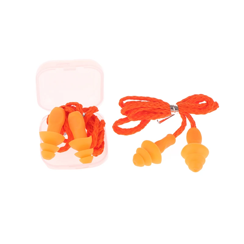1 Pair Anti Lost Hearing Protection Noise Reduction Safe Swimming Work Earplugs With Rope Silicone Corded Ear Plug Protector