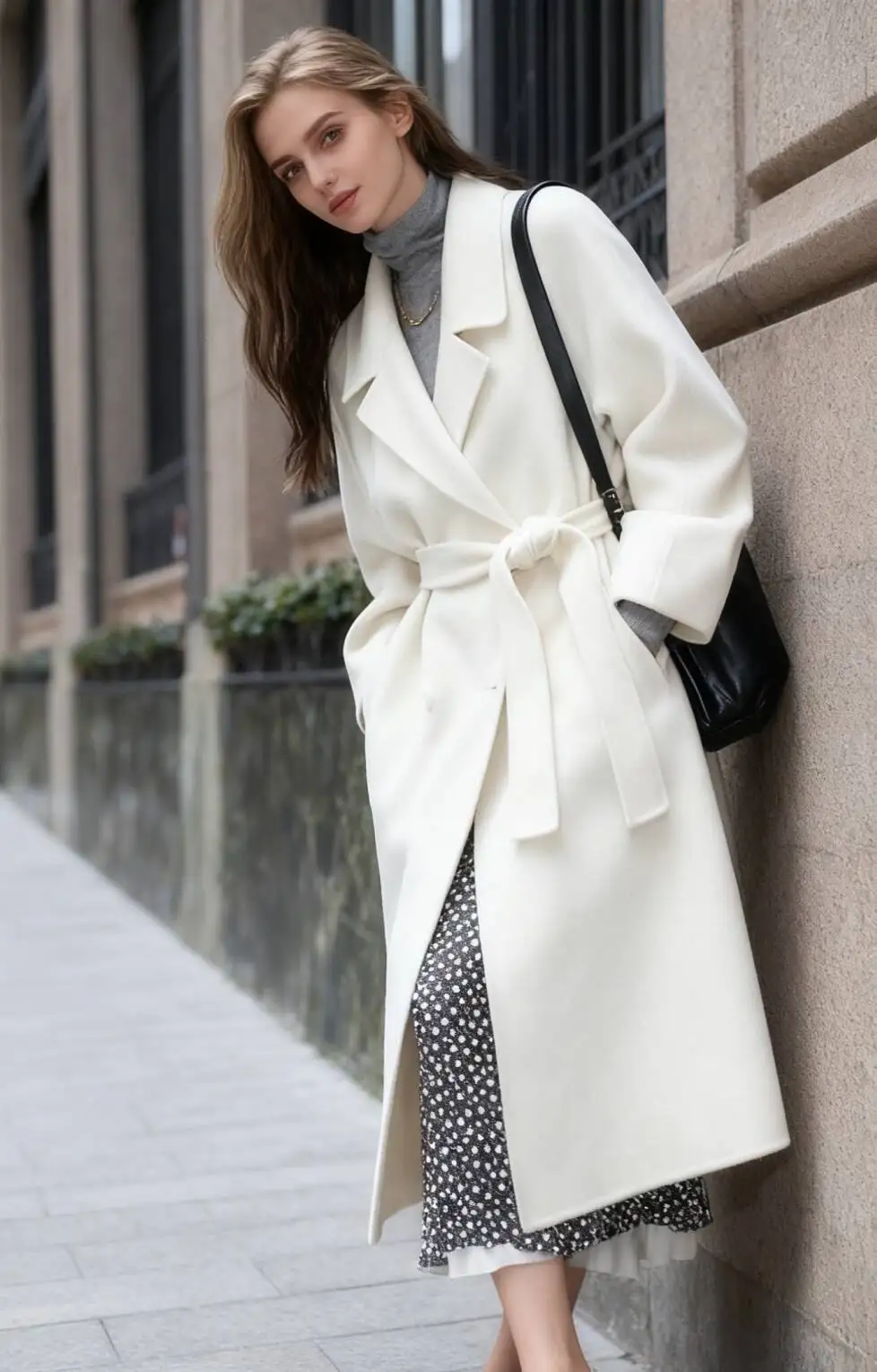 

Шерстяные пальто Женское шерстяное пальто трапециевидной формы Зимнее шерстяное берберское пальто с застежкой на боковых складках с длинными рукавами для активного отдыха OL