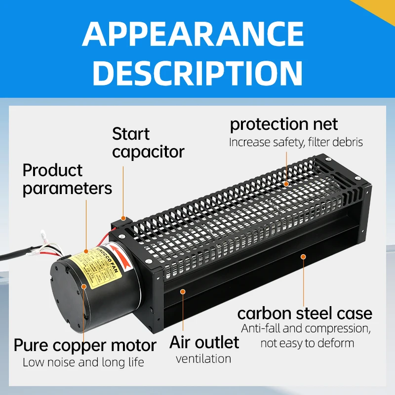 Factory Direct CYF06043 Mini Tangential Air Curtain Impeller Blower 45W A/B DC Cross Flow Energy Duct Fan 220V/240V OEM