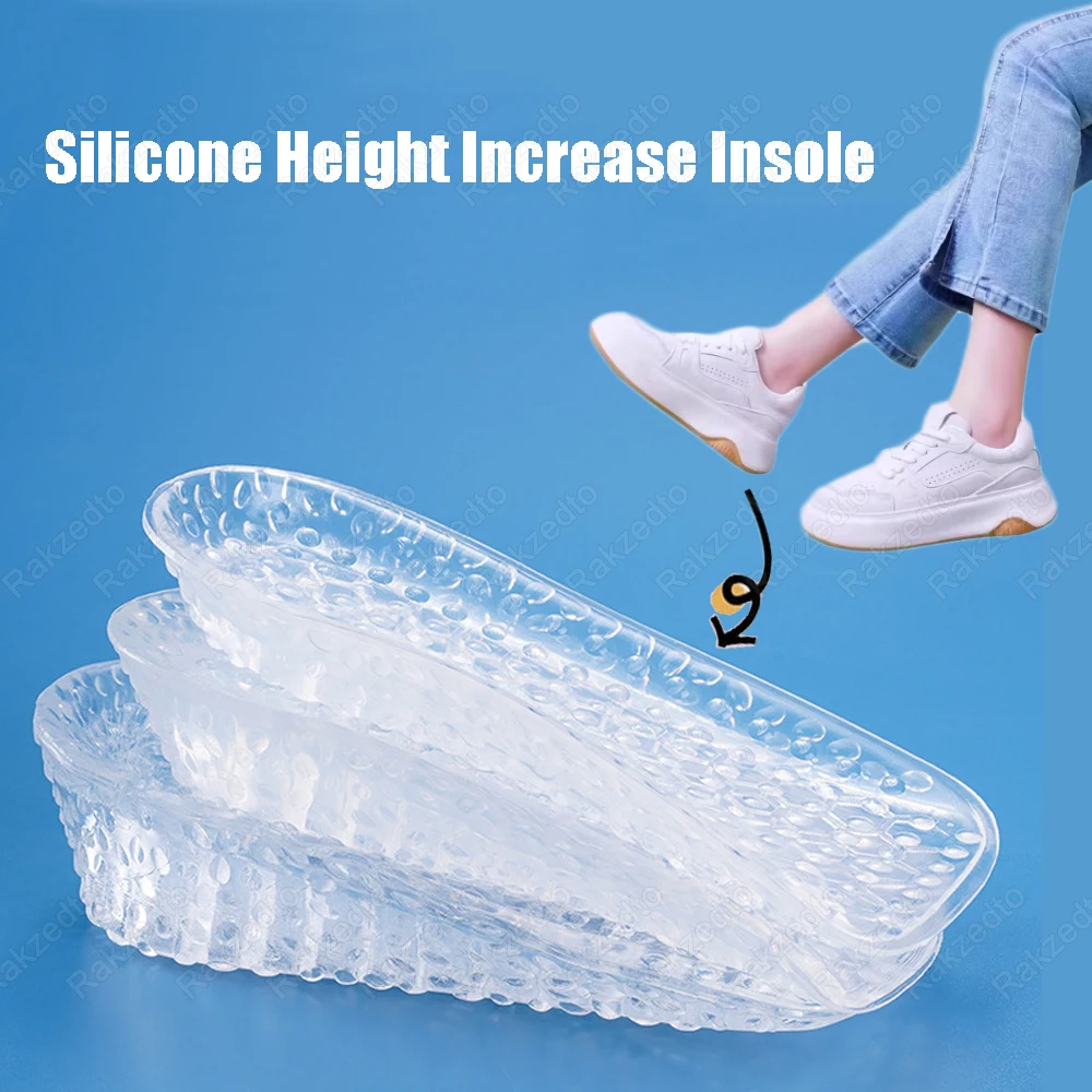سيليكون الارتفاع زيادة النعال رجل كعب رفع إدراج مع قوس دعم العظام نعال جيل امرأة معززات الارتفاع غير مرئية