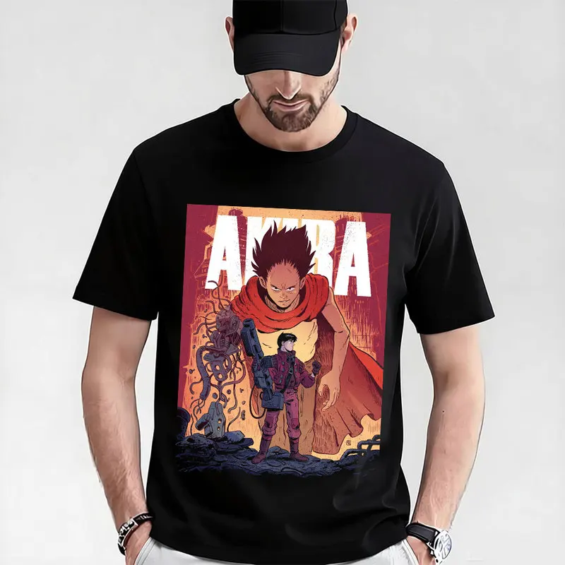 Akira Cyberpunk City Explosion Gift T‑Shirt Katsuhiro Otomo Retro Manga Shotaro Kaneda Neo‑Tokyo Anime Print Short Sleeve Tops