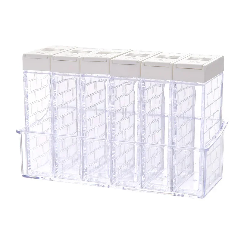 6Pcs/Set Transparent Spice Seasoning Storage Box Kitchen Supplies Salt Pepper Seasoning Bottle Multi-purpose Storage Salt Shaker