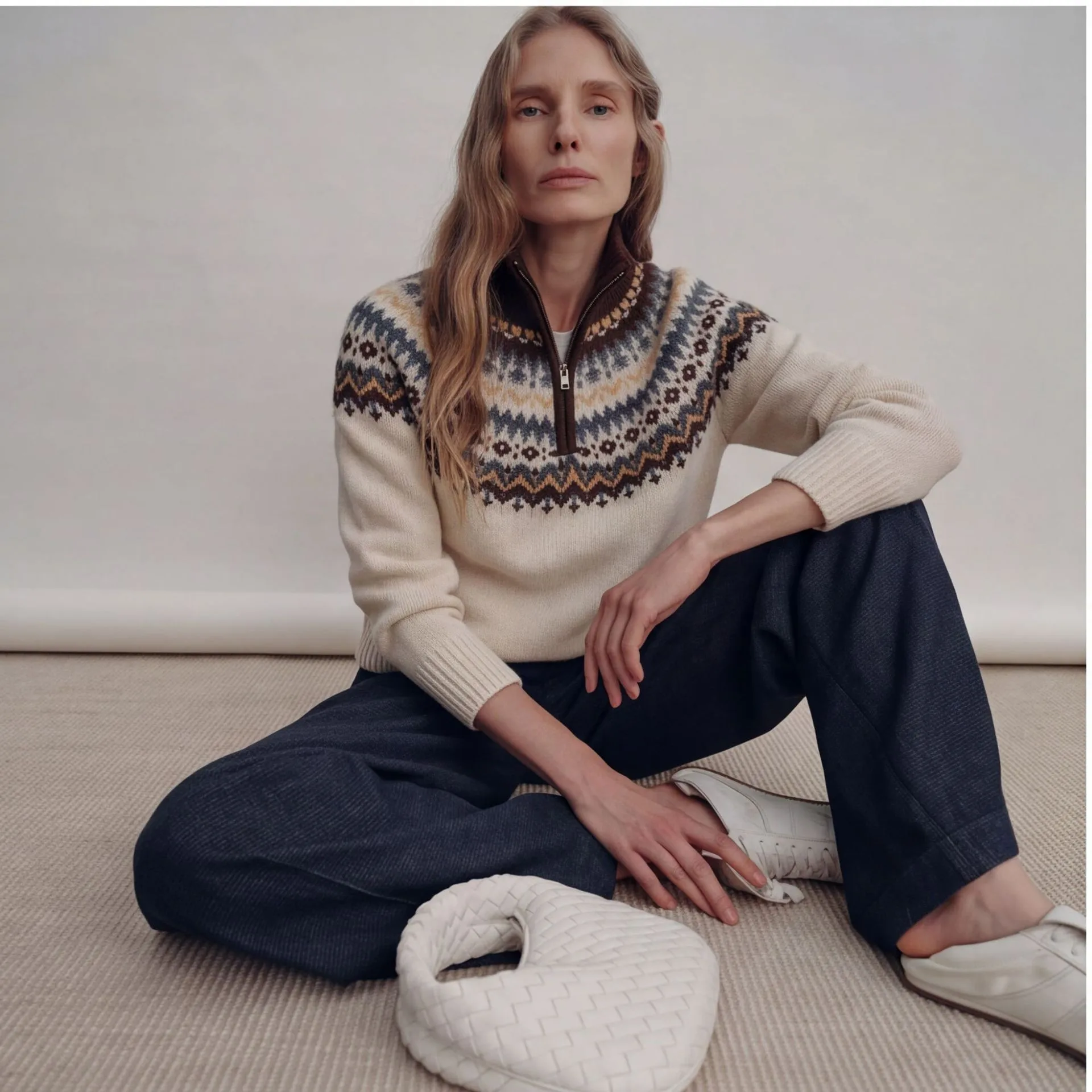 Dyed Thick Sweater Regular Fit Elegant Women Sweater with Pullover Single Turtleneck Long Sleeve Geometric Pattern Autumn