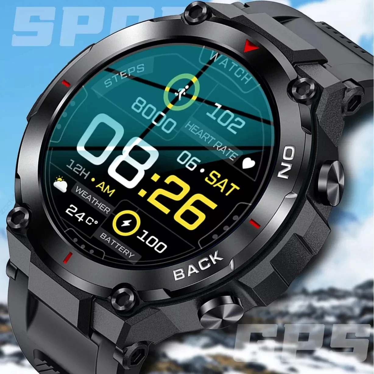 

2024 GPS Position Smart Watch Military Outdoor Sport Fitness Super Long Standby Smartwatch Man For 5ATM Swiming Man Watch Xiaomi