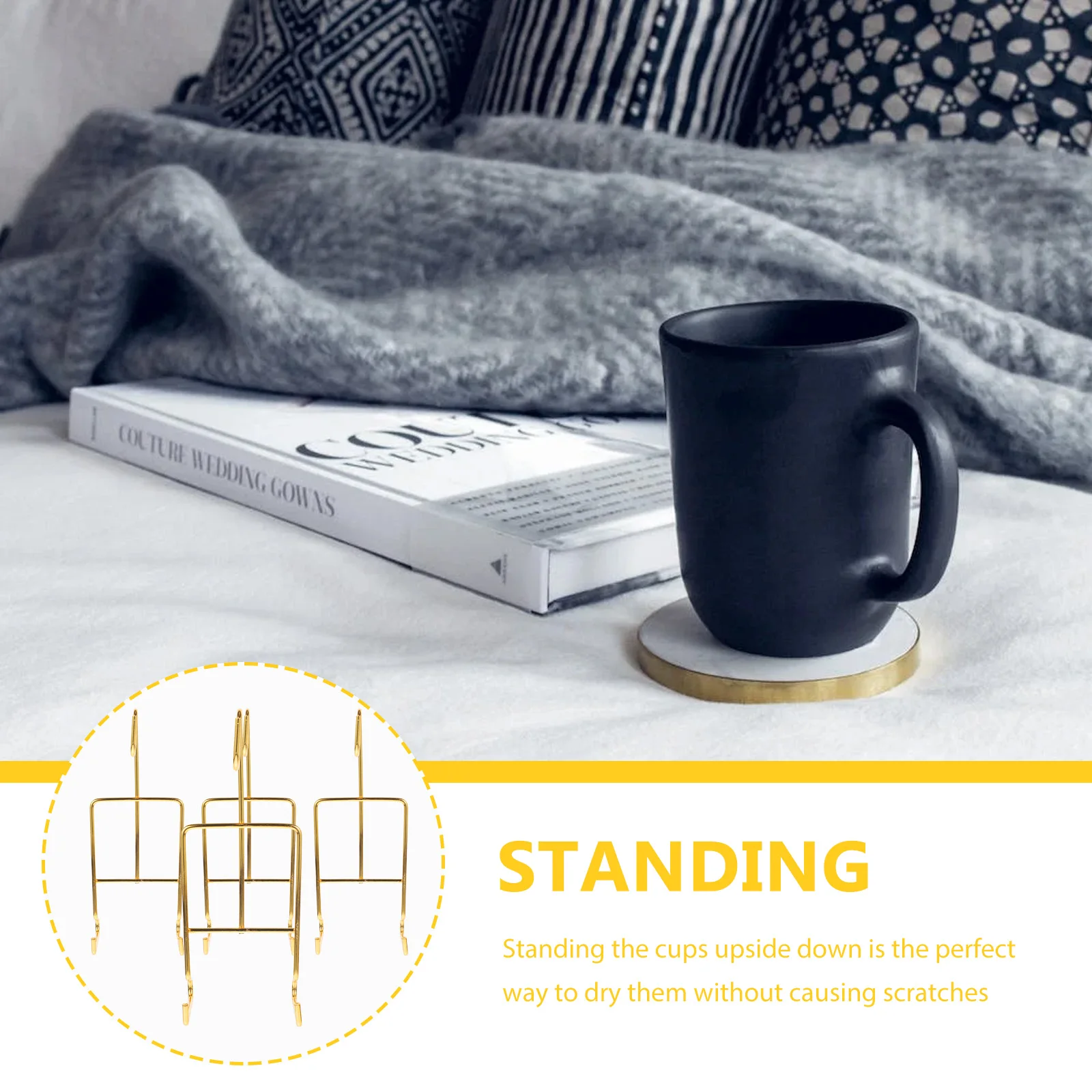 

4pcs Coffee Rack Draining Stand Household Tea Cup Holder Cup Display Shelf Mug Storage Organizer For Cabinet Coffee Mug