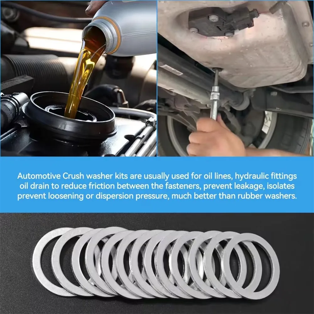 570-teiliges Aluminium-Unterlegscheiben-Set für Ölablassstopfen, Dichtungskombination, Ölablassdichtung M6 M8 M10 M12 M14 M16 M18 M20 – Detail 4