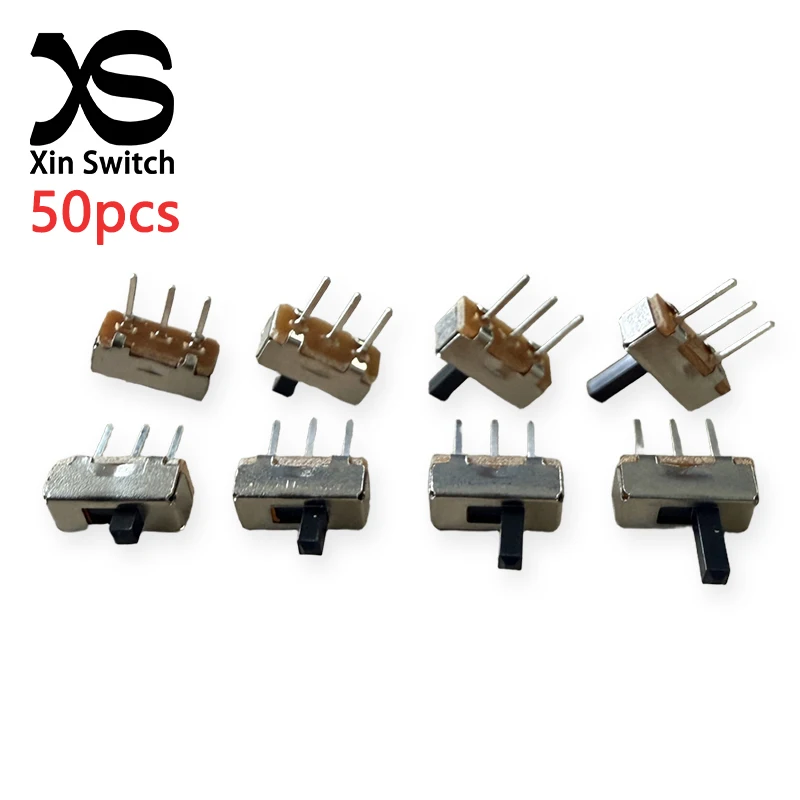 50PCS SS12D00 (1P2T) Small Toggle Switch 3-Pin 2-Position Handle Height 2-5mm 0.3A 50V DC Horizontal Handle Type Slide Switch