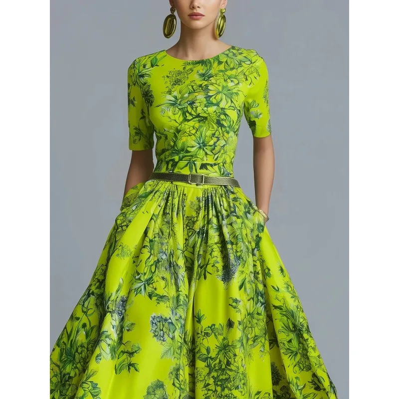 Vestido adelgazante con cremallera invisible, moda femenina, nuevo estilo de verano, vestido largo con falda en línea A, estilo dulce y elegante para uso diario informal