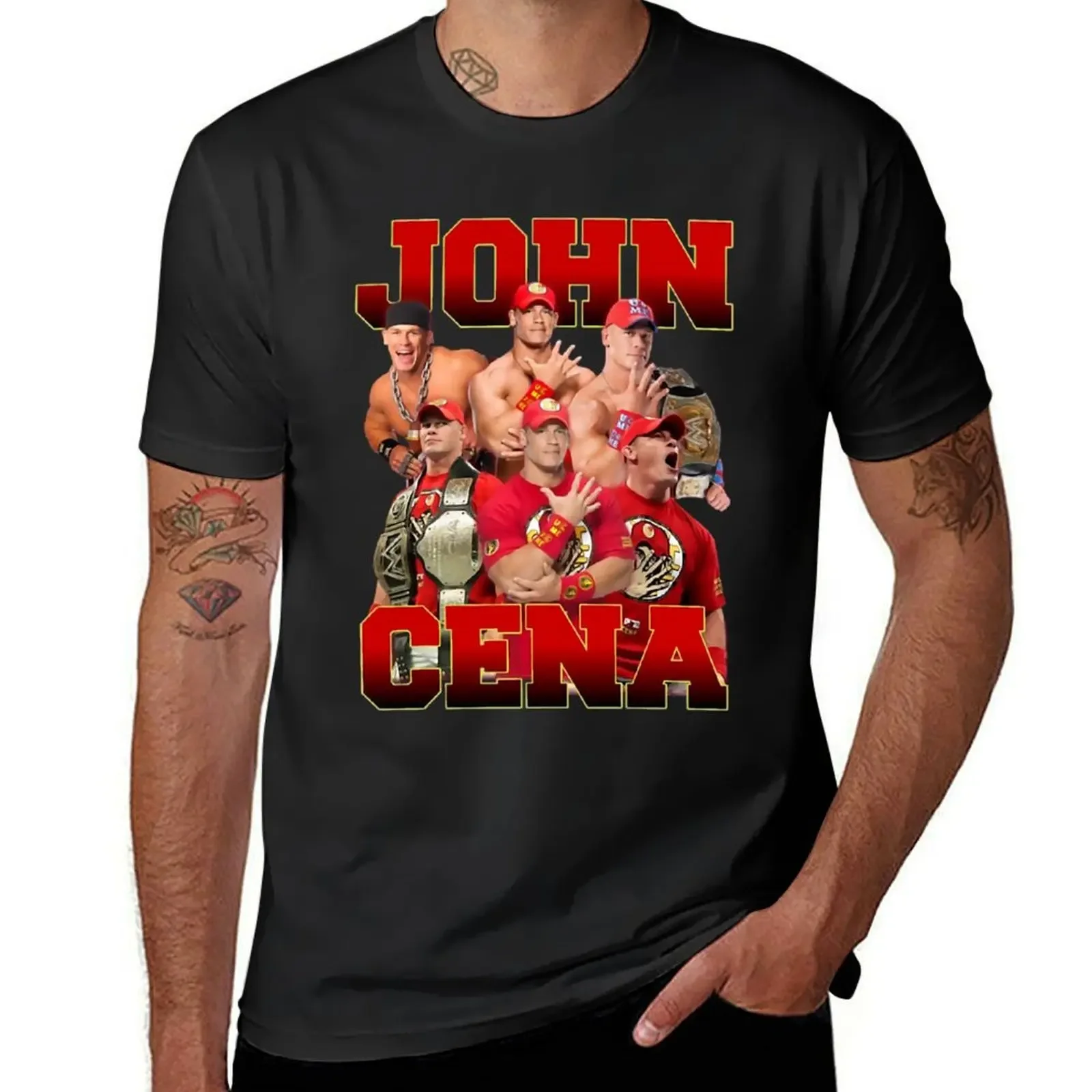 

summer clothes black t-shirts for men John wrestler Cena BOOTLEG DESIGN T-Shirt men clothing graphic t shirts streetwear tshirt