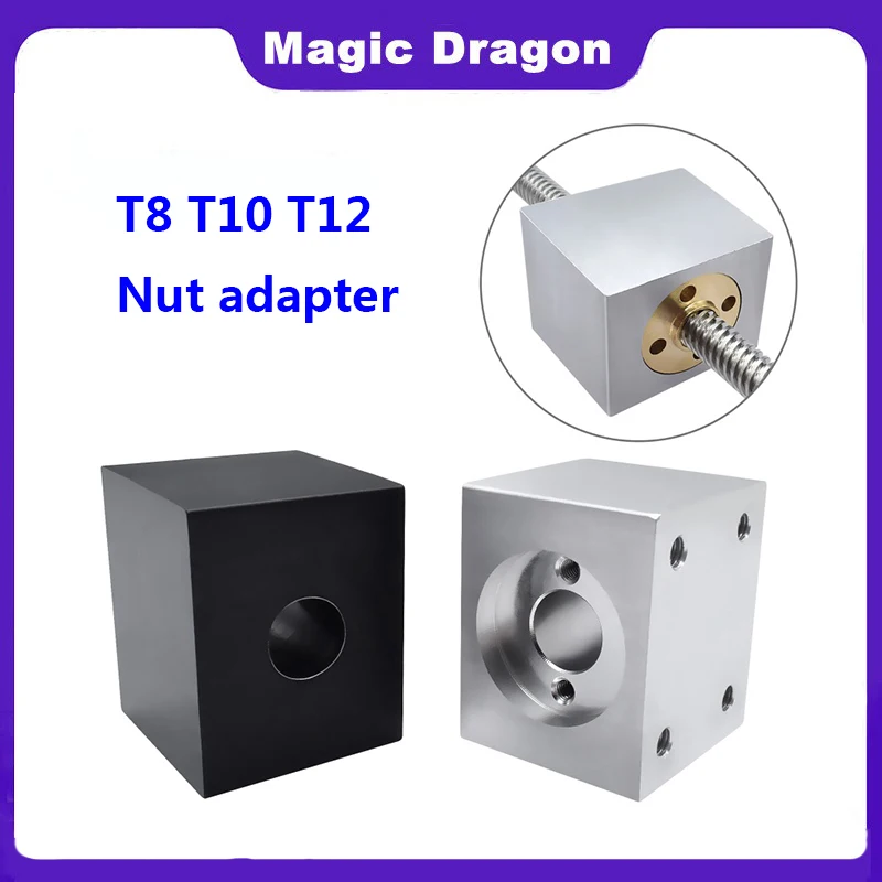1PC T8 T10 T12 Nut Adapter T Wire Fitting Square Adapter White Black Mounting Bracket For T8 T10T12 Brass Nut Housing 3d Printer