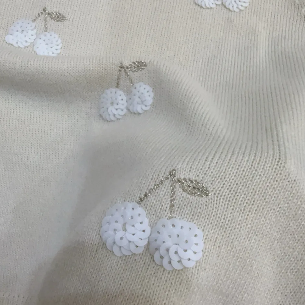 kids clothes girls high quality Handmade Embroidered Cherry Pattern Sweater Summer short sleeve knitted sweater