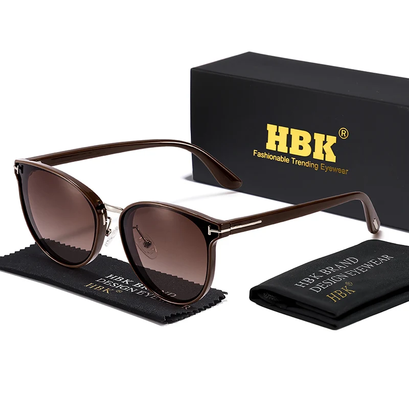 HBK Polarized Retro Protective Glasses Men Cat Eye Vintage Sun Glasses Luxury Woman Brand Design Fishing Cycling Driving Eyewear